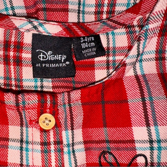 Primark Disney Minnie Mouse Long Sleeve Holiday Red Plaid Tiered Dress Size 3-4 - Picture 4 of 6